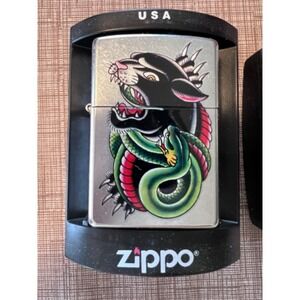 Zippo Panther & Snake Lighter Collectible Pocket Lighter Ed Hardy Style‎